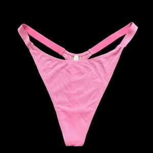 Victorias Secret Pink Stretch cotton Ribbed Thong Panty Pink XXL
